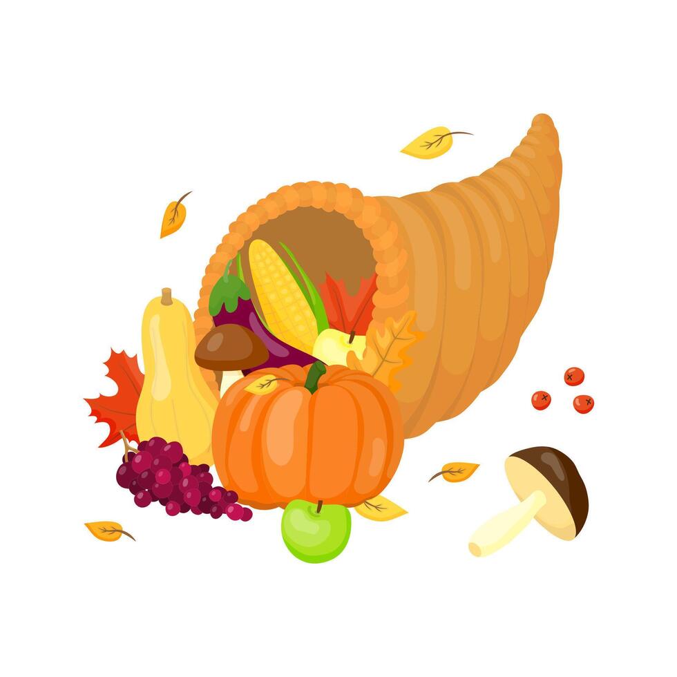 Thanksgiving full cornucopia illustration. vector