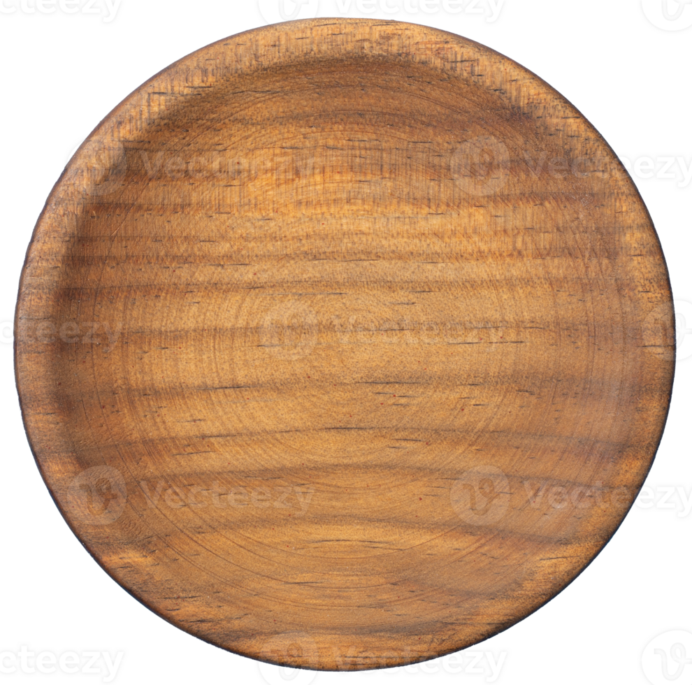 Empty round wooden plate isolated png