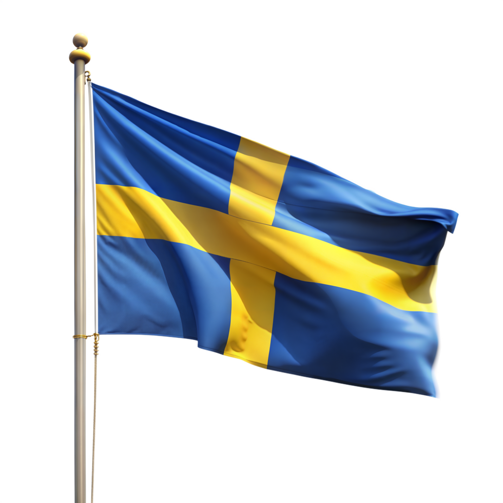 Waving Flag of Sweden on Transparent Background png