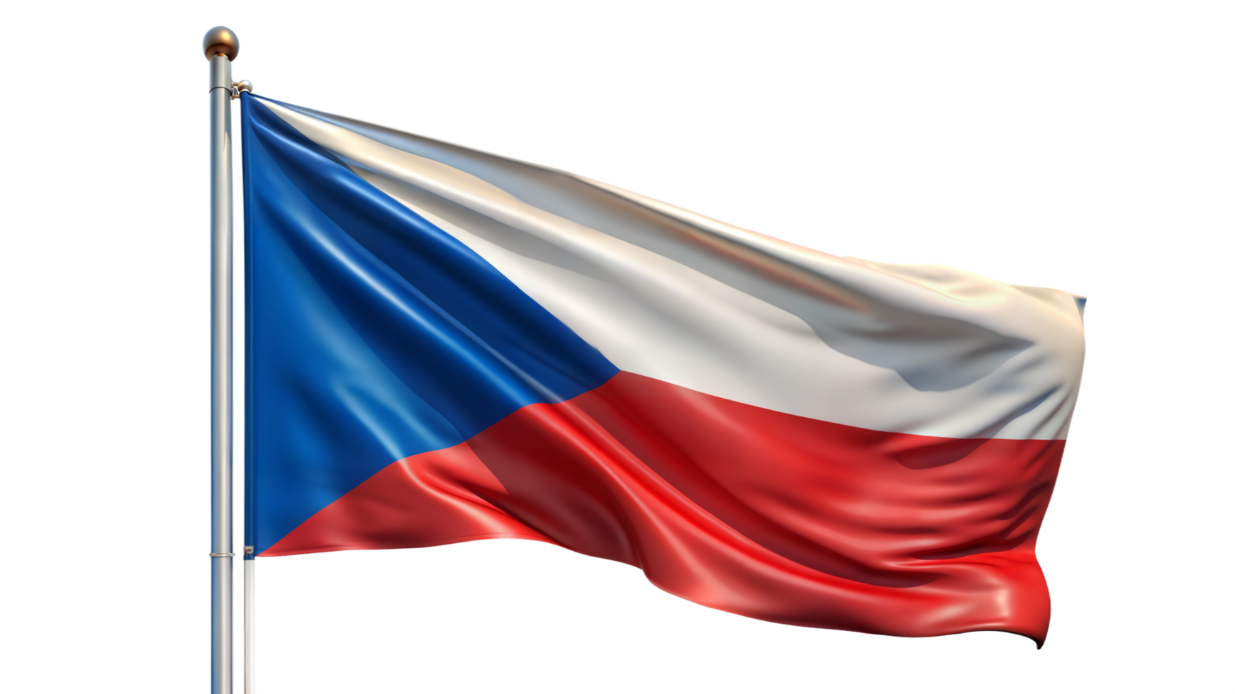 Waving Flag of Czech Republic on Transparent Background png