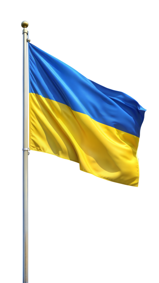 Waving Ukrainian Flag on Transparent Background png