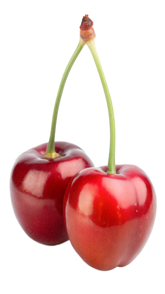 Pair of Fresh Red Cherries on Transparent Background png