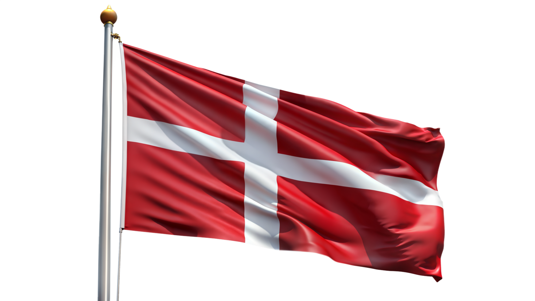 Flag of Denmark Waving on Transparent Background png