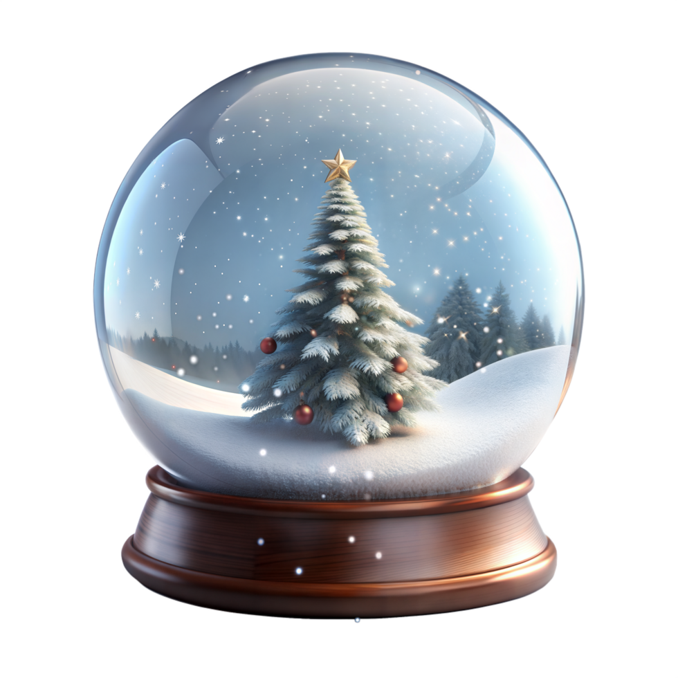Snow Globe with Christmas Tree on Transparent Background png