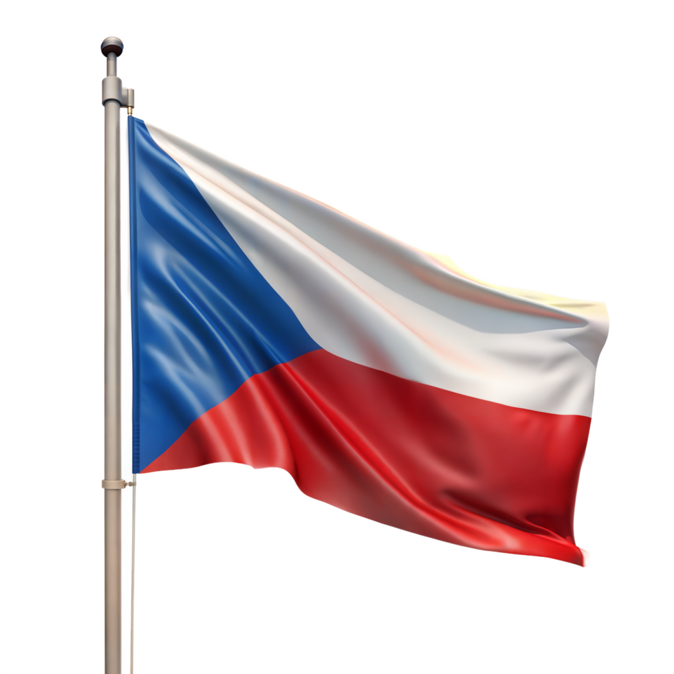 Waving Czech Flag on Transparent Background png