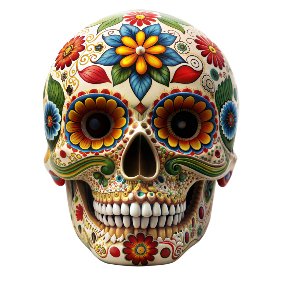 Day of the Dead Sugar Skull on Transparent Background png