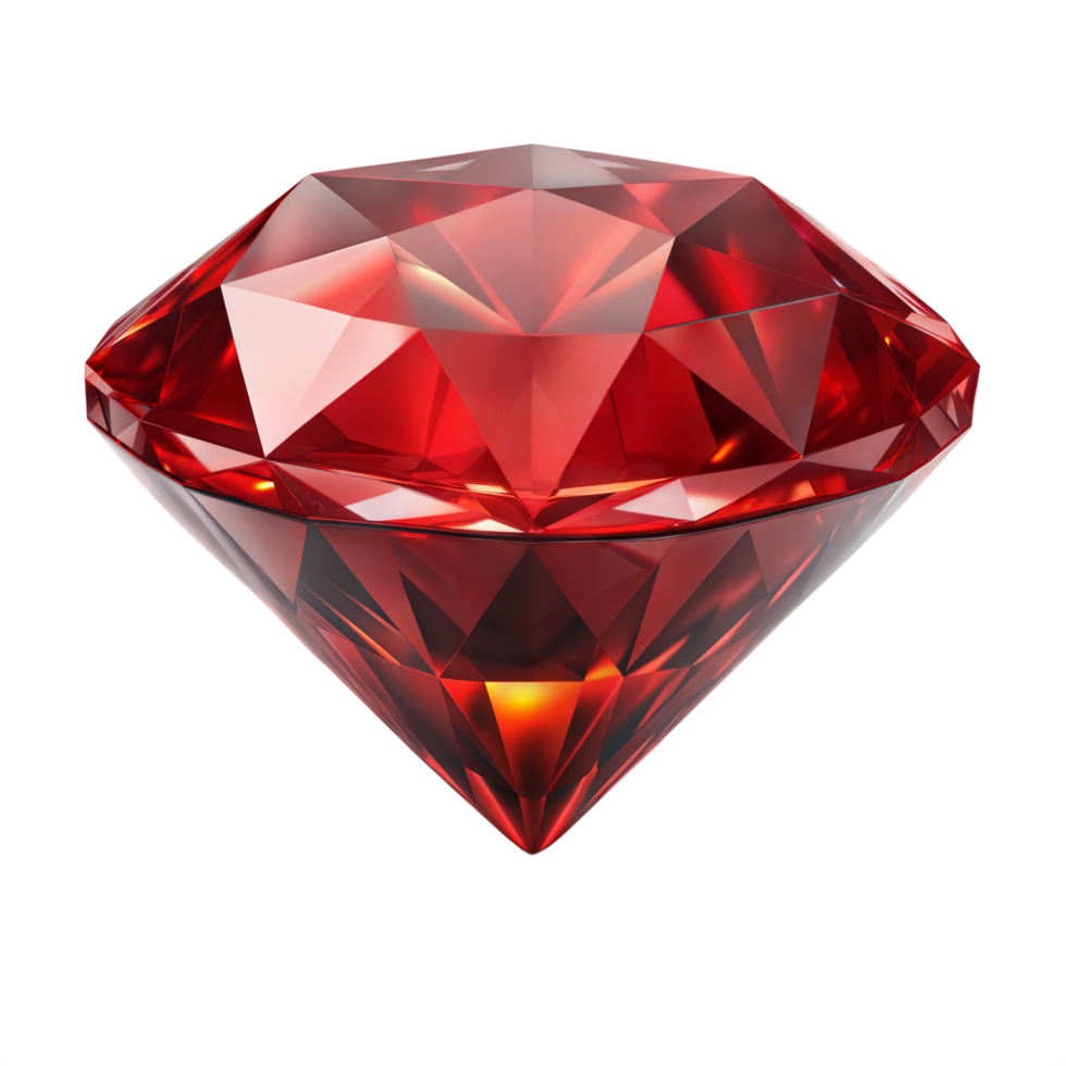 Faceted Red Diamond on Transparent Background png