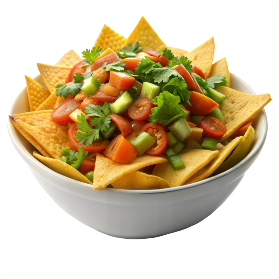 Nachos in White Bowl on Transparent Background png