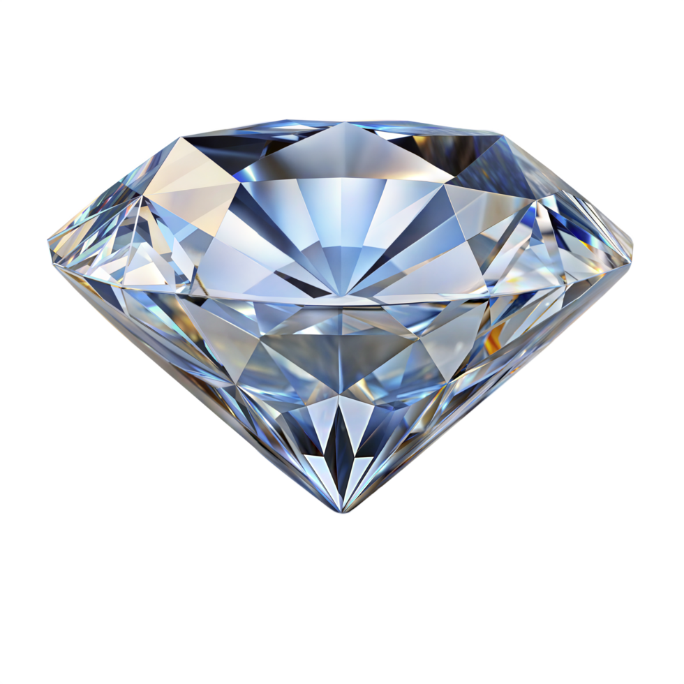 Faceted Clear Diamond on Transparent Background png