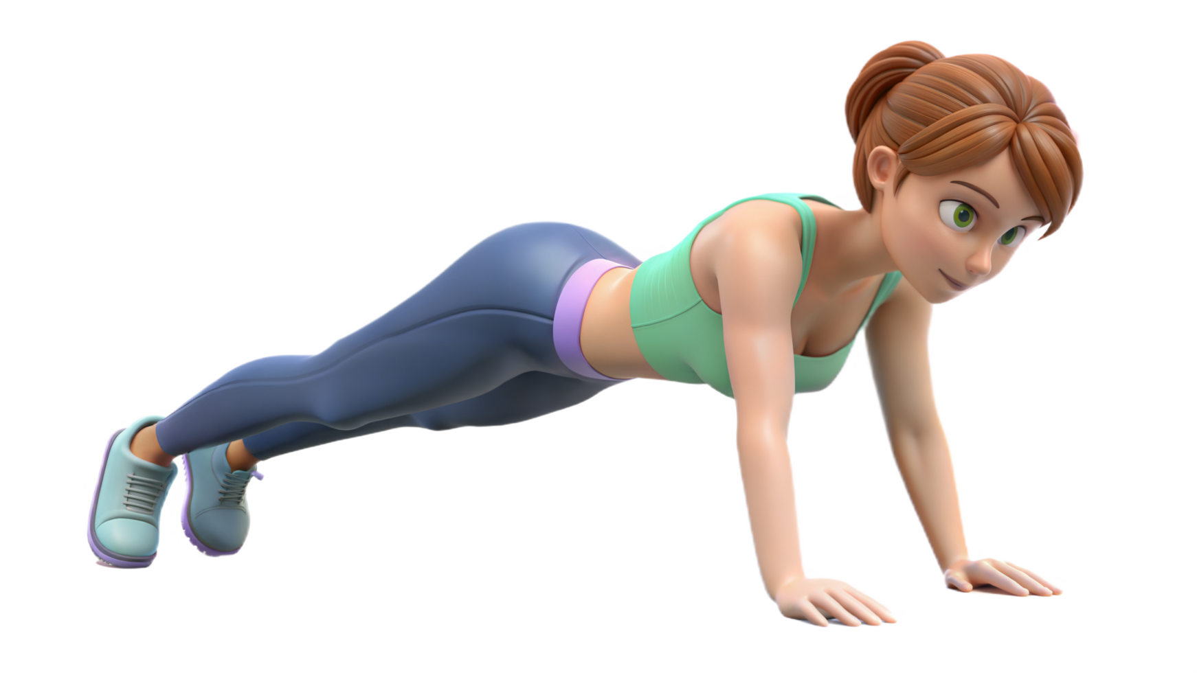 Female Athlete Doing Push-Ups on Transparent Background png