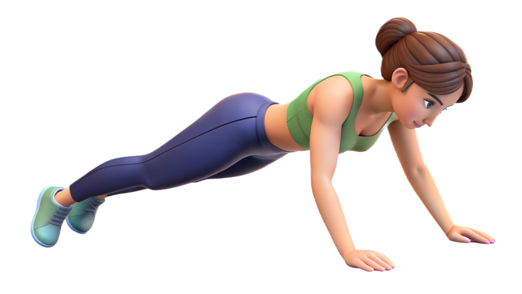 Woman in Sportswear Doing Push-Ups on Transparent Background png