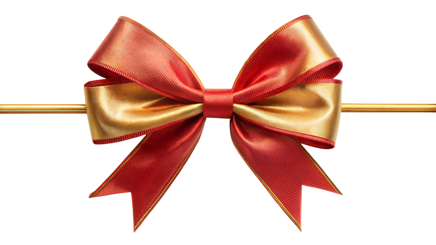 Golden Bow with Red Ribbons on Transparent Background png