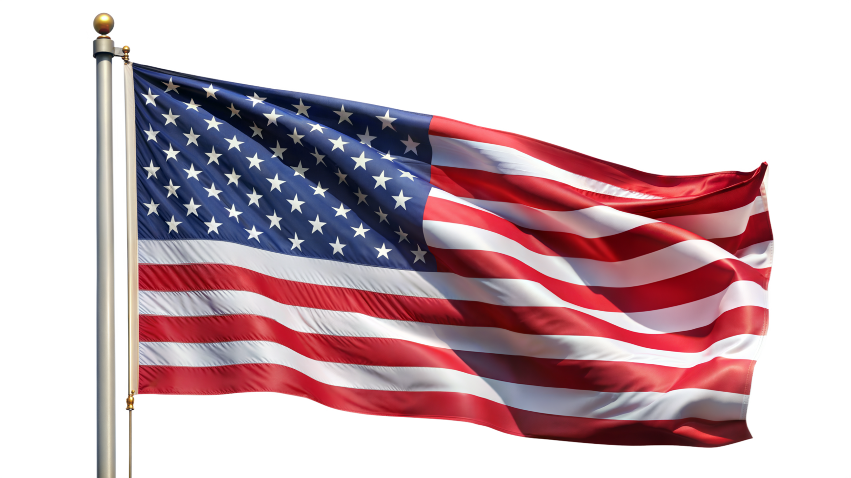 American Flag Waving on Transparent Background png