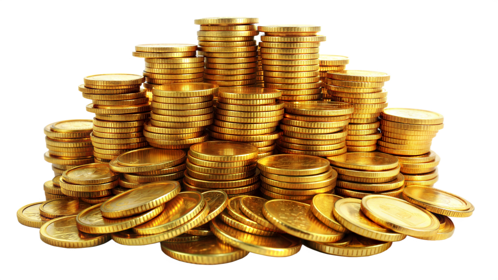 Pile of Gold Coins on Transparent Background png