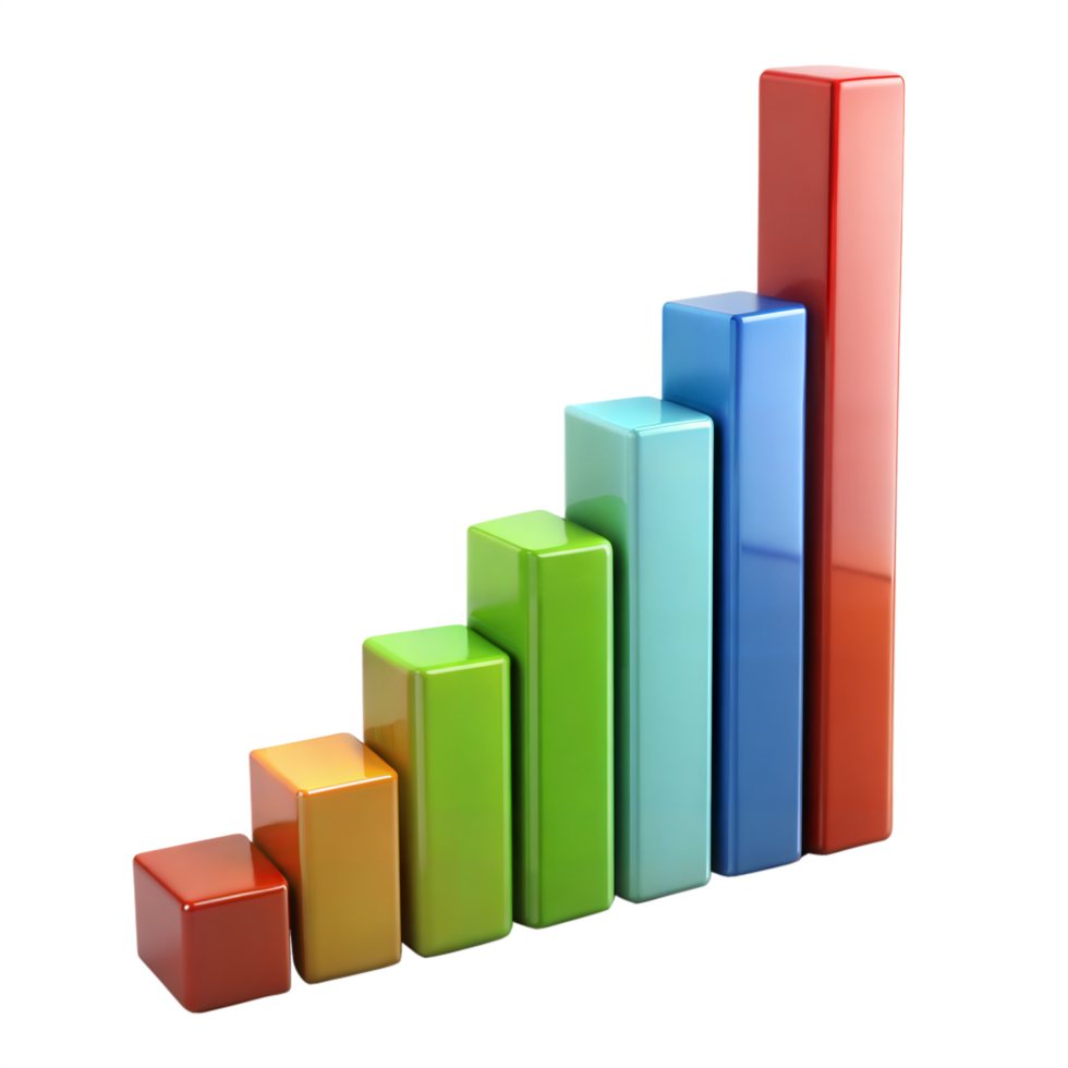 3D Bar Graph with Colorful Rising Bars png