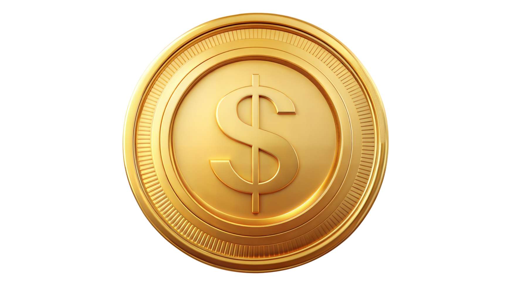 Large Gold Coin with Dollar Sign on Transparent Background png