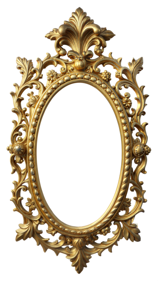Oval Ornate Mirror on Transparent Background png