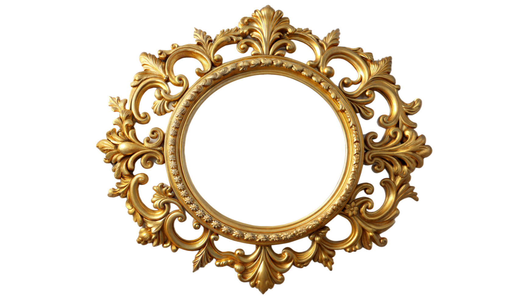 Round Golden Mirror on Transparent Background png
