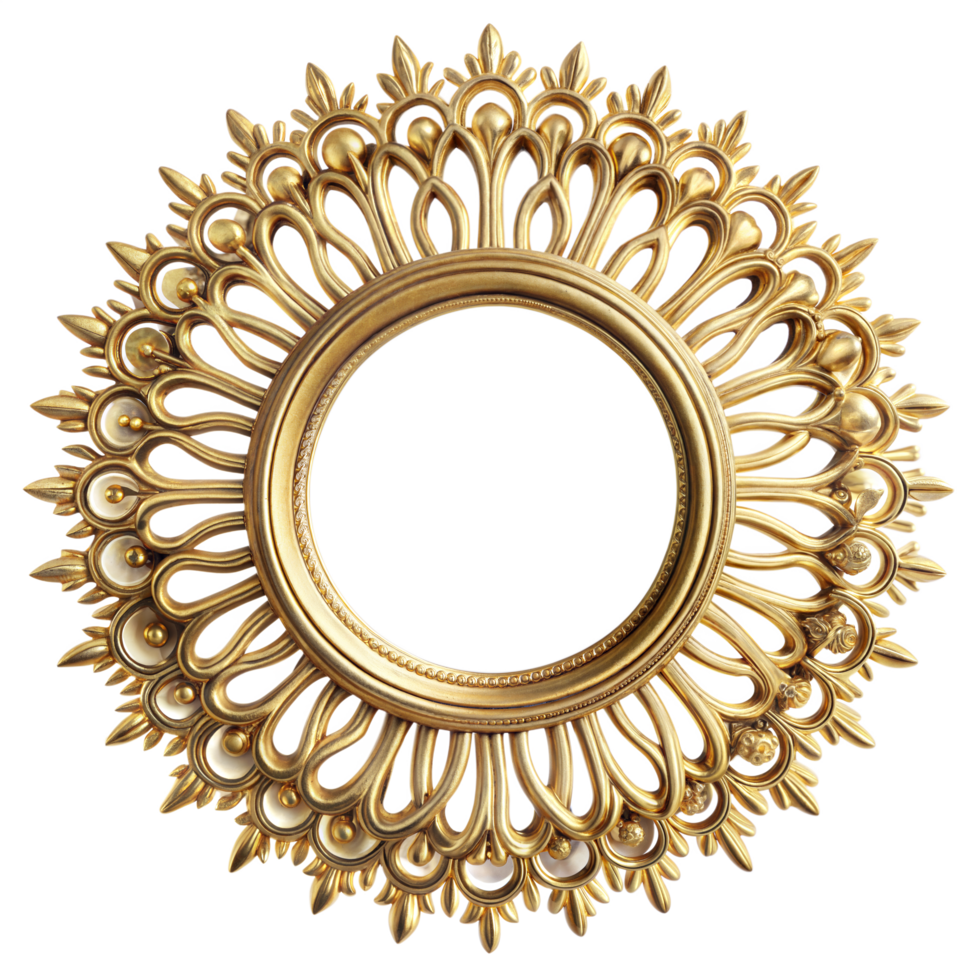 Round Ornate Mirror on Transparent Background png