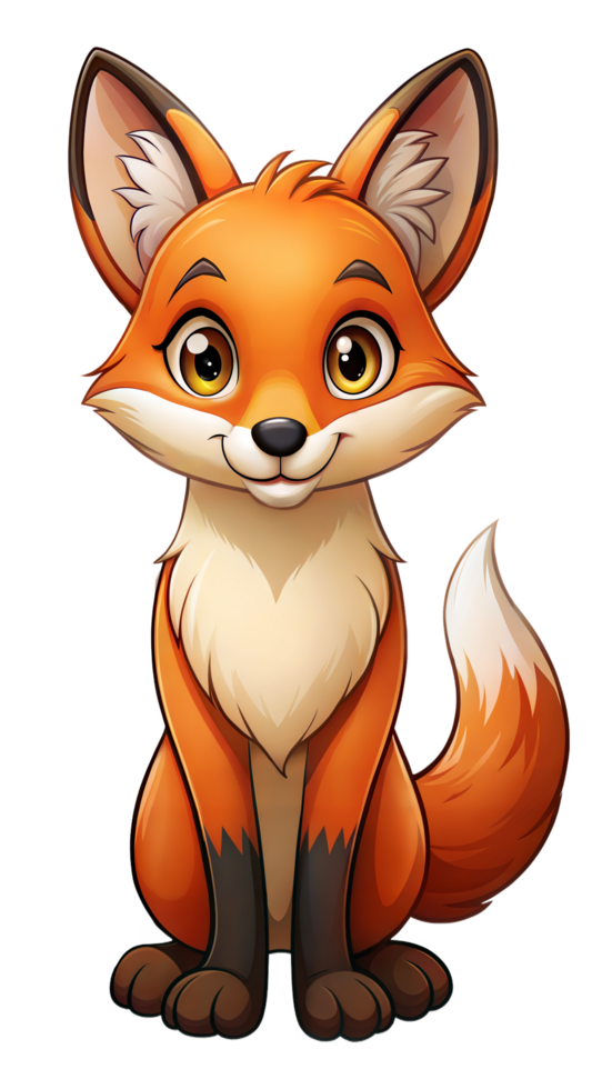 Smiling Cartoon Fox on Transparent Background png