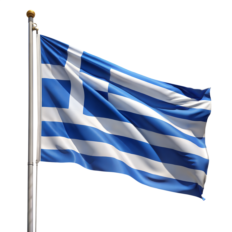 Waving Greek Flag on Transparent Background png