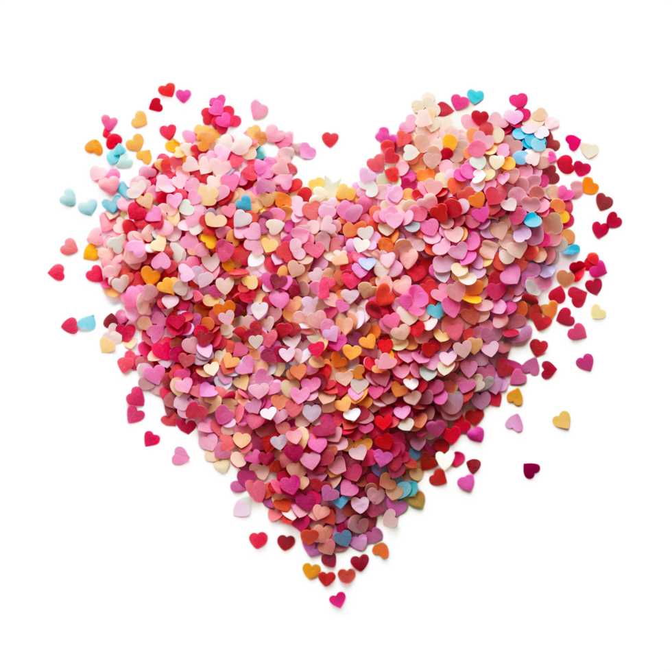 Heart Shape Made of Pink Confetti on Transparent Background png