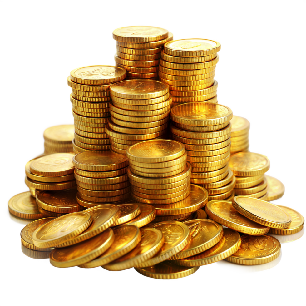 Stacked Gold Coins on Transparent Background png