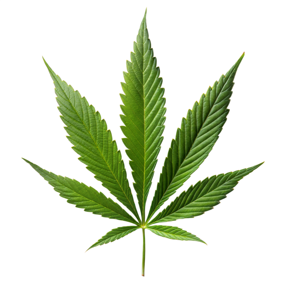 Single Cannabis Leaf on Transparent Background png