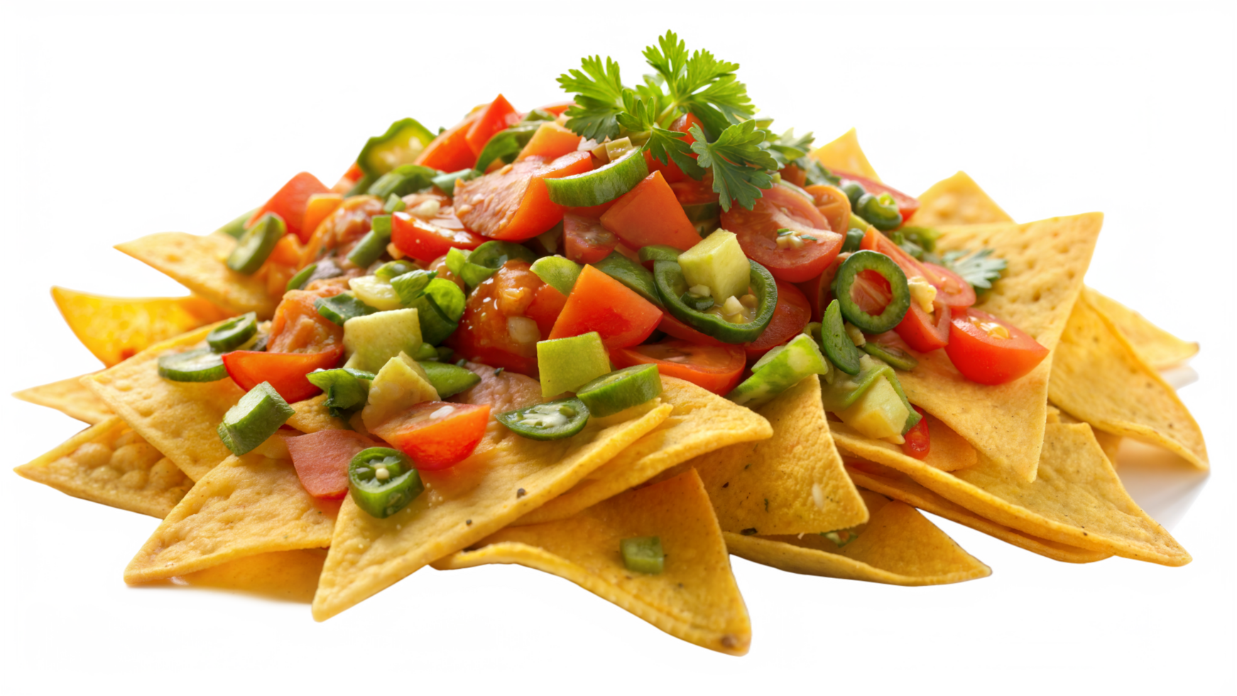 Nachos with Toppings on Transparent Background png