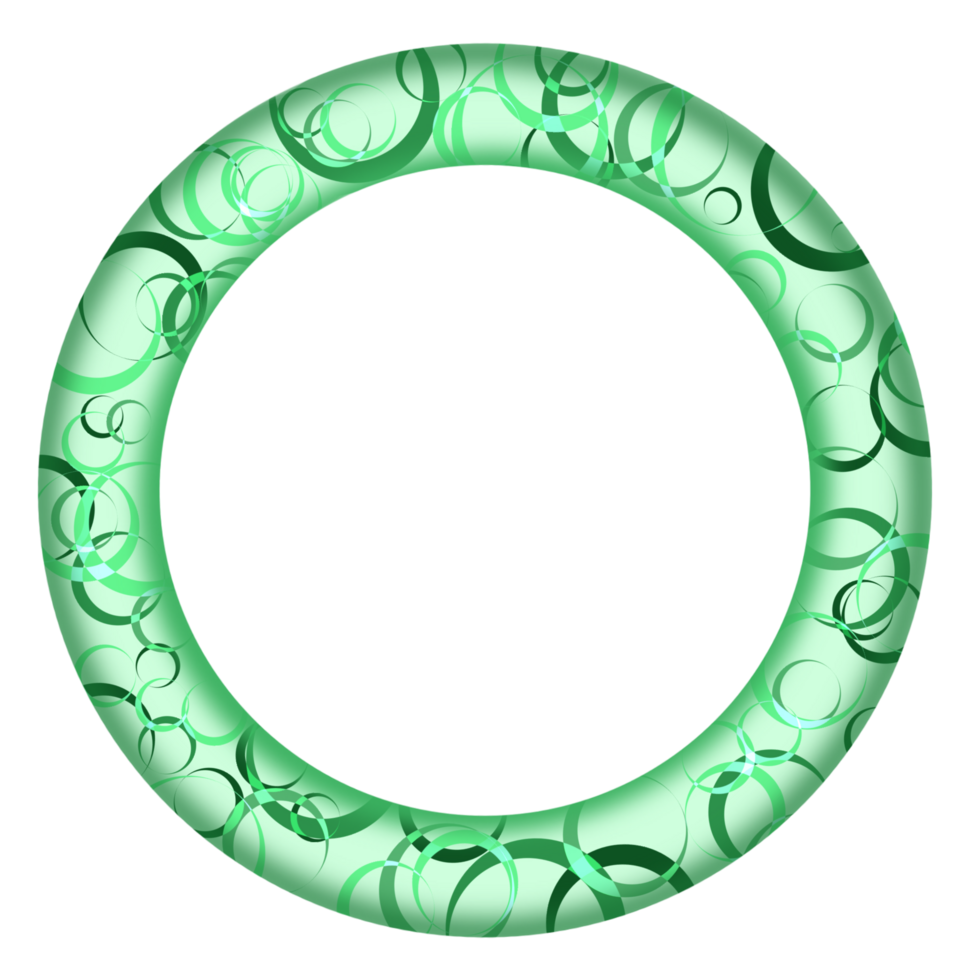 Green circular frame with swirls on a transparent background png