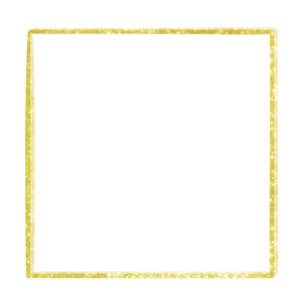 Glittery Gold Square Frame on a Transparent Background png