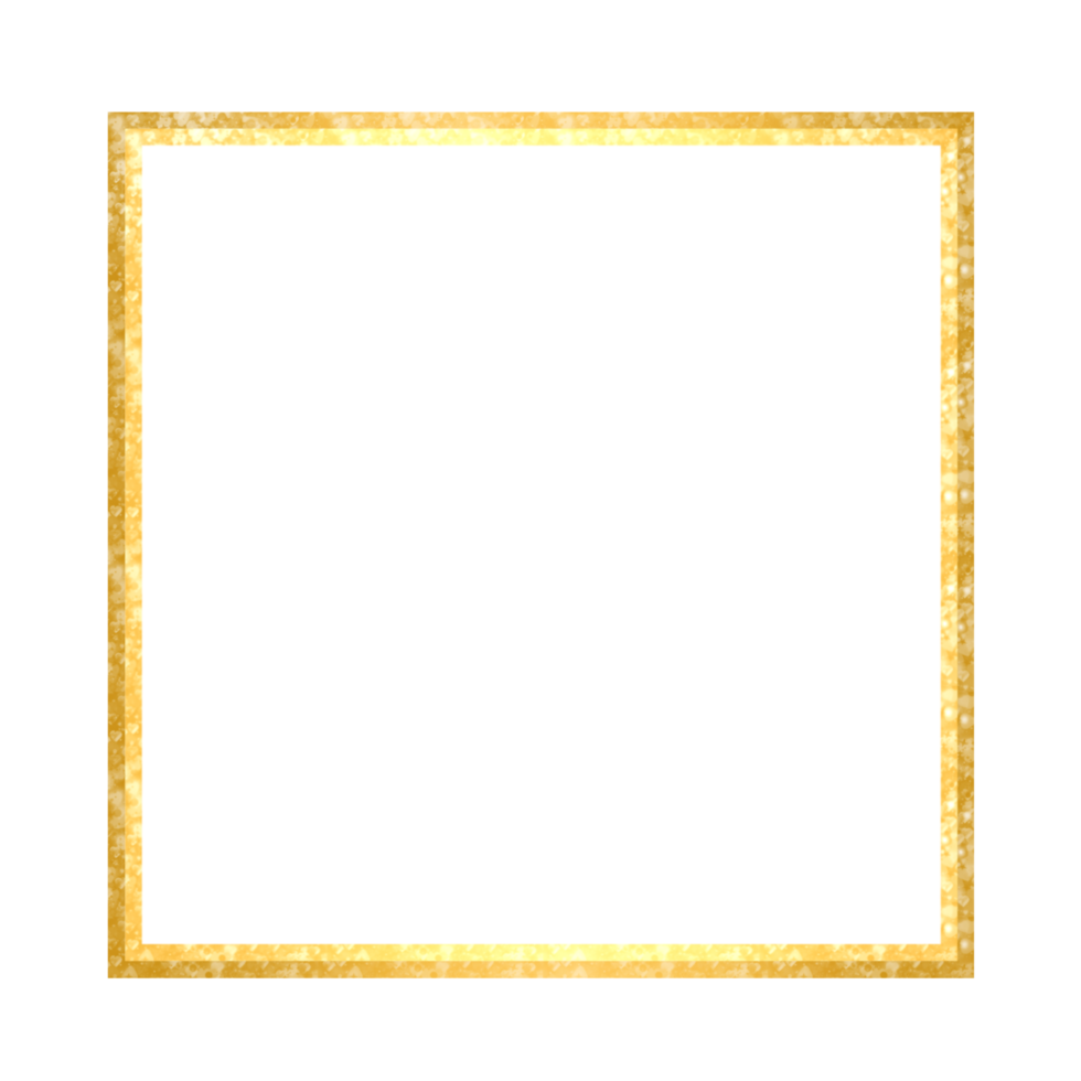 Glittery Gold Square Frame on a Transparent Background png