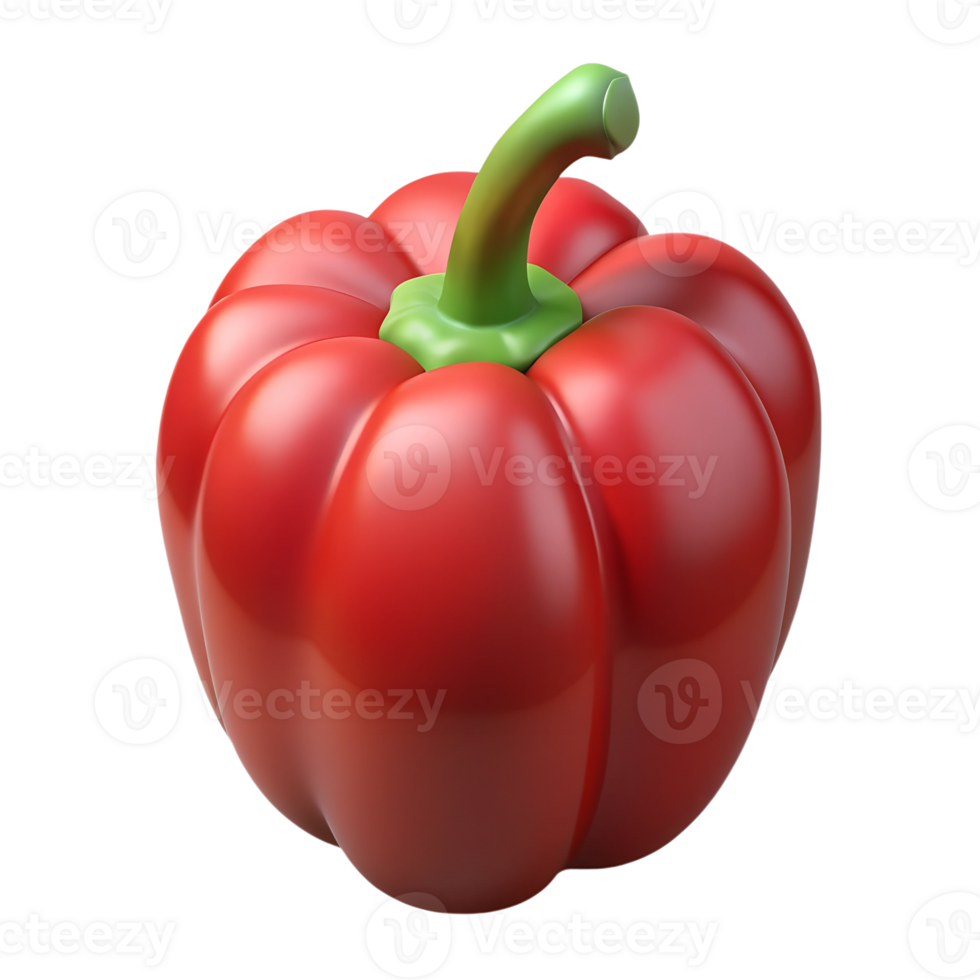 Cartoon red bell pepper vegetable illustration isolated on the transparent background png