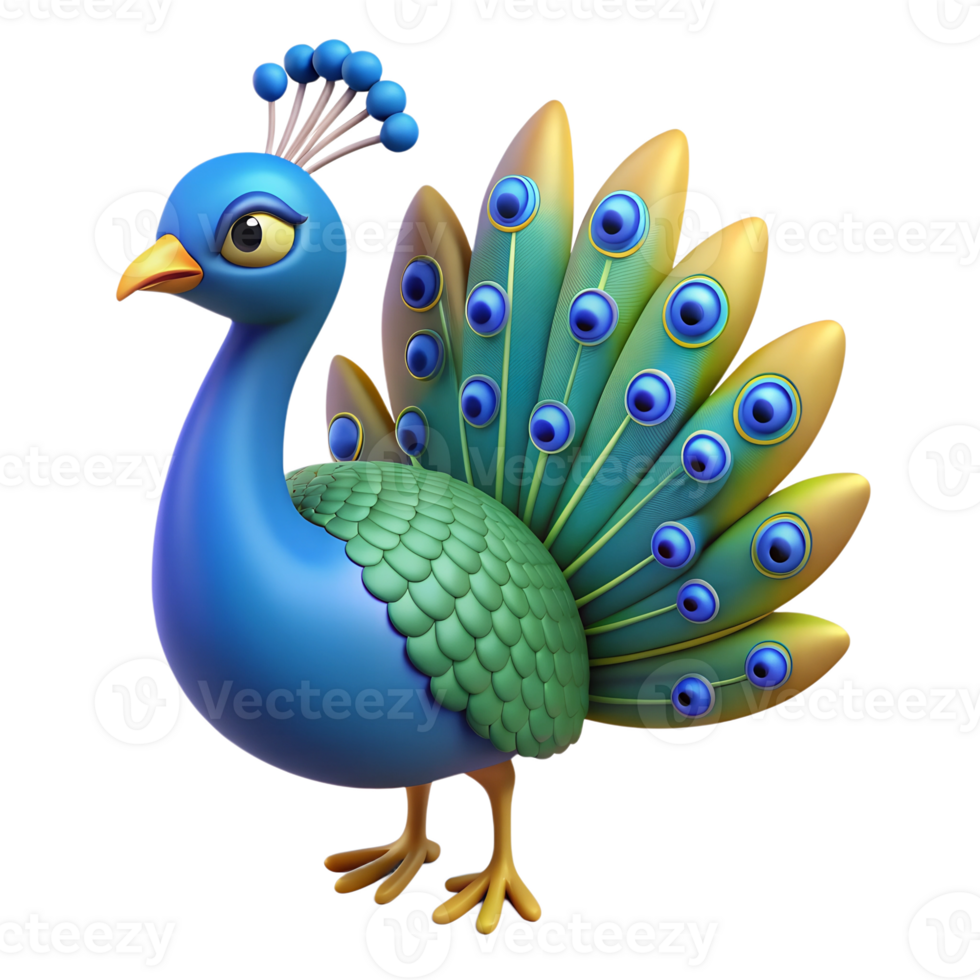 Cartoon peacock bird illustration isolated on the transparent background png
