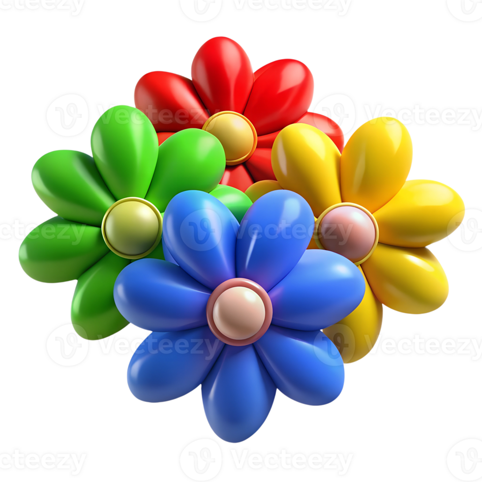 Set of chromatic flowers isolated on the transparent background png