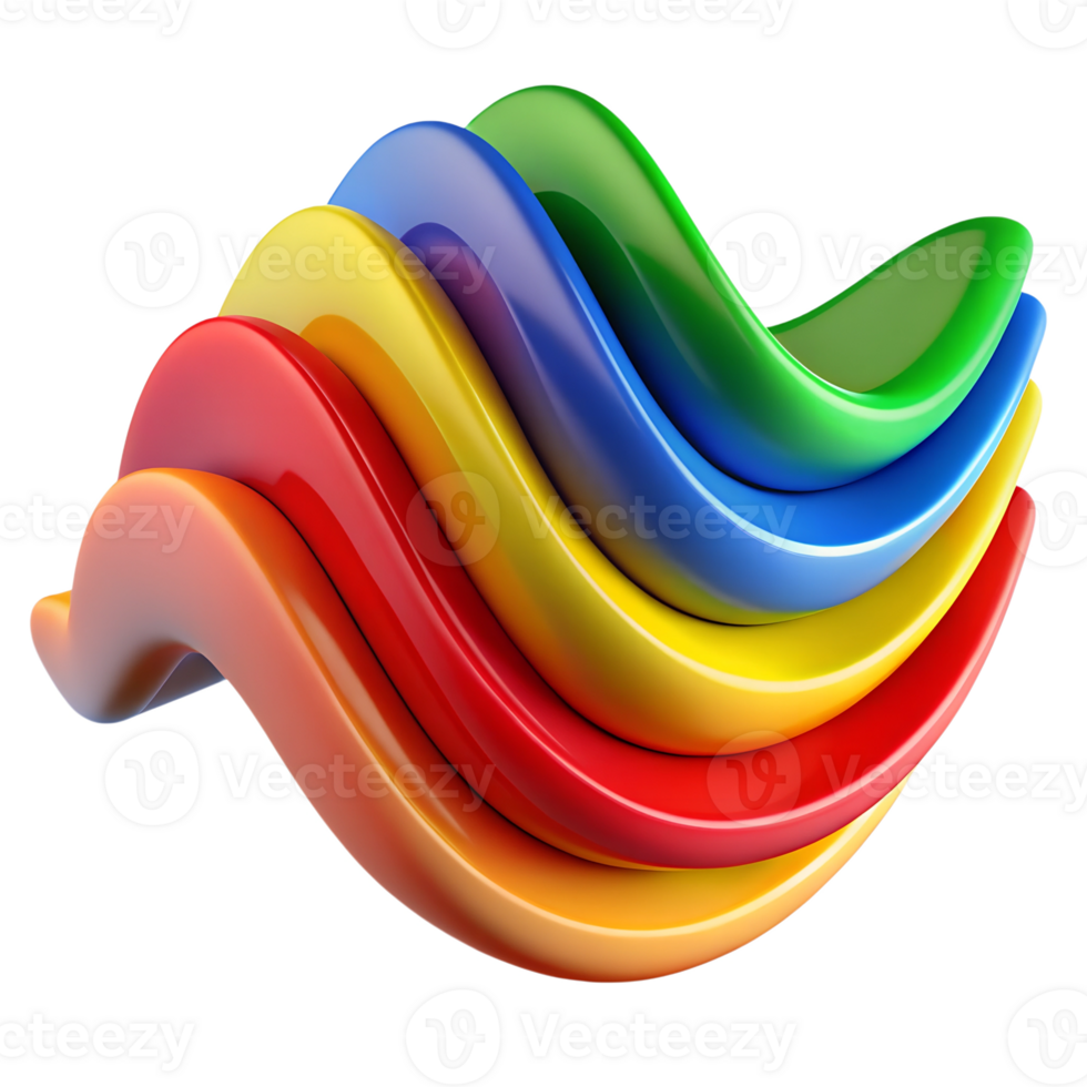 Abstract chromatic waves figures isolated on the transparent background png