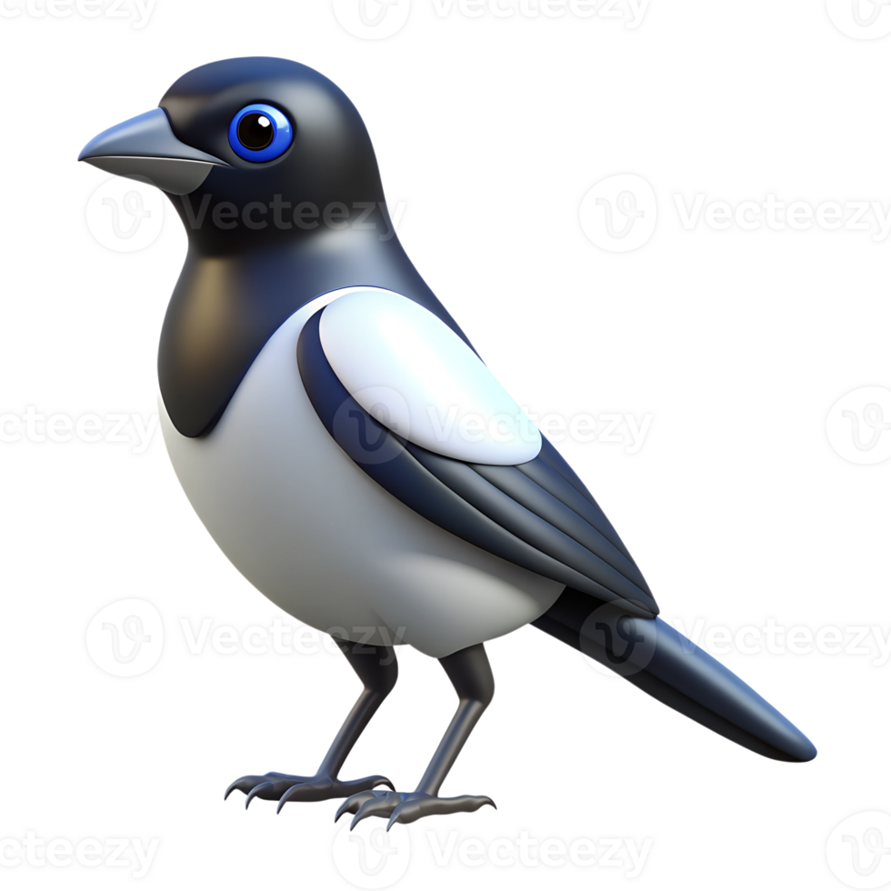 Cartoon magpie bird illustration isolated on the transparent background png