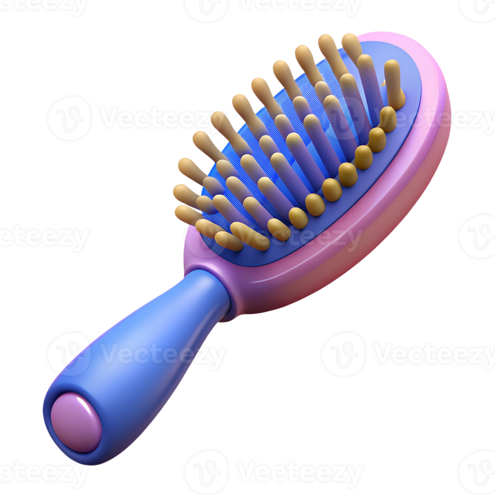 Cartoon hair brush 3d illustration isolated on the transparent background png