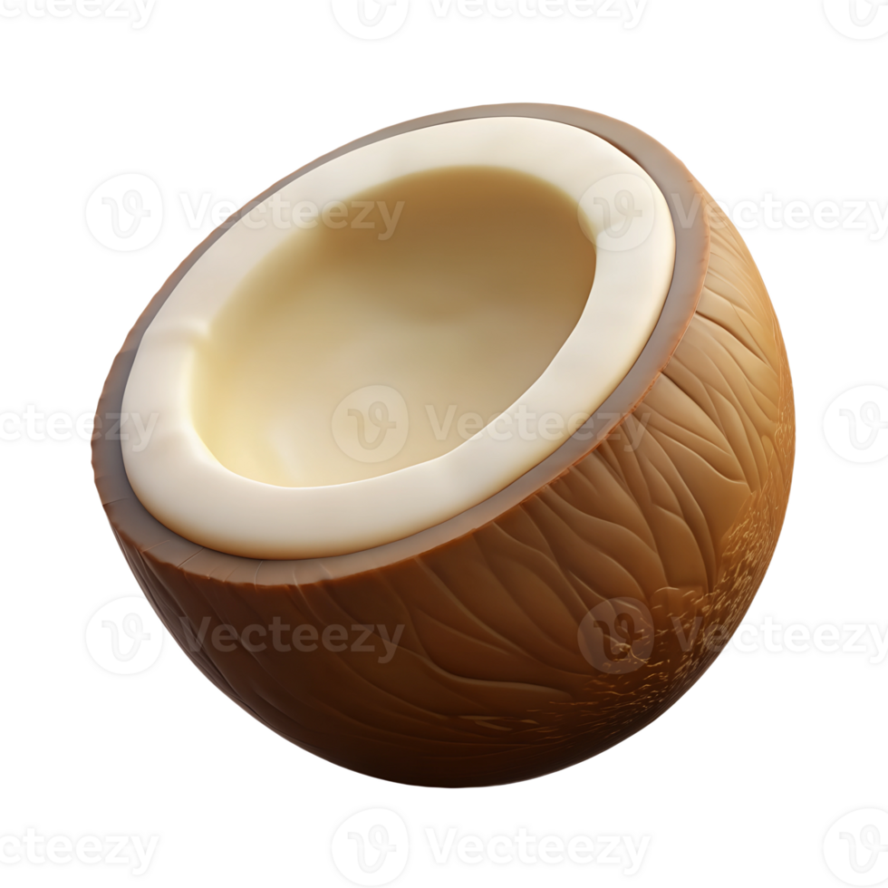 Cartoon piece of coconut fruit illustration isolated on the transparent background png