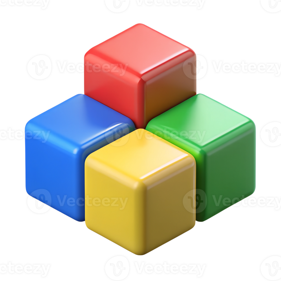 Set of chromatic cubes figures isolated on the transparent background png