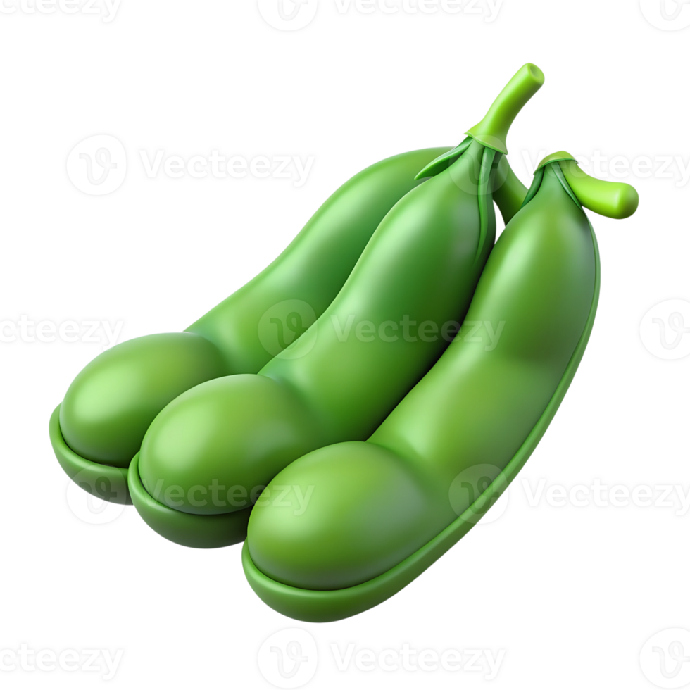 Cartoon pea pod vegetable illustration isolated on the transparent background png