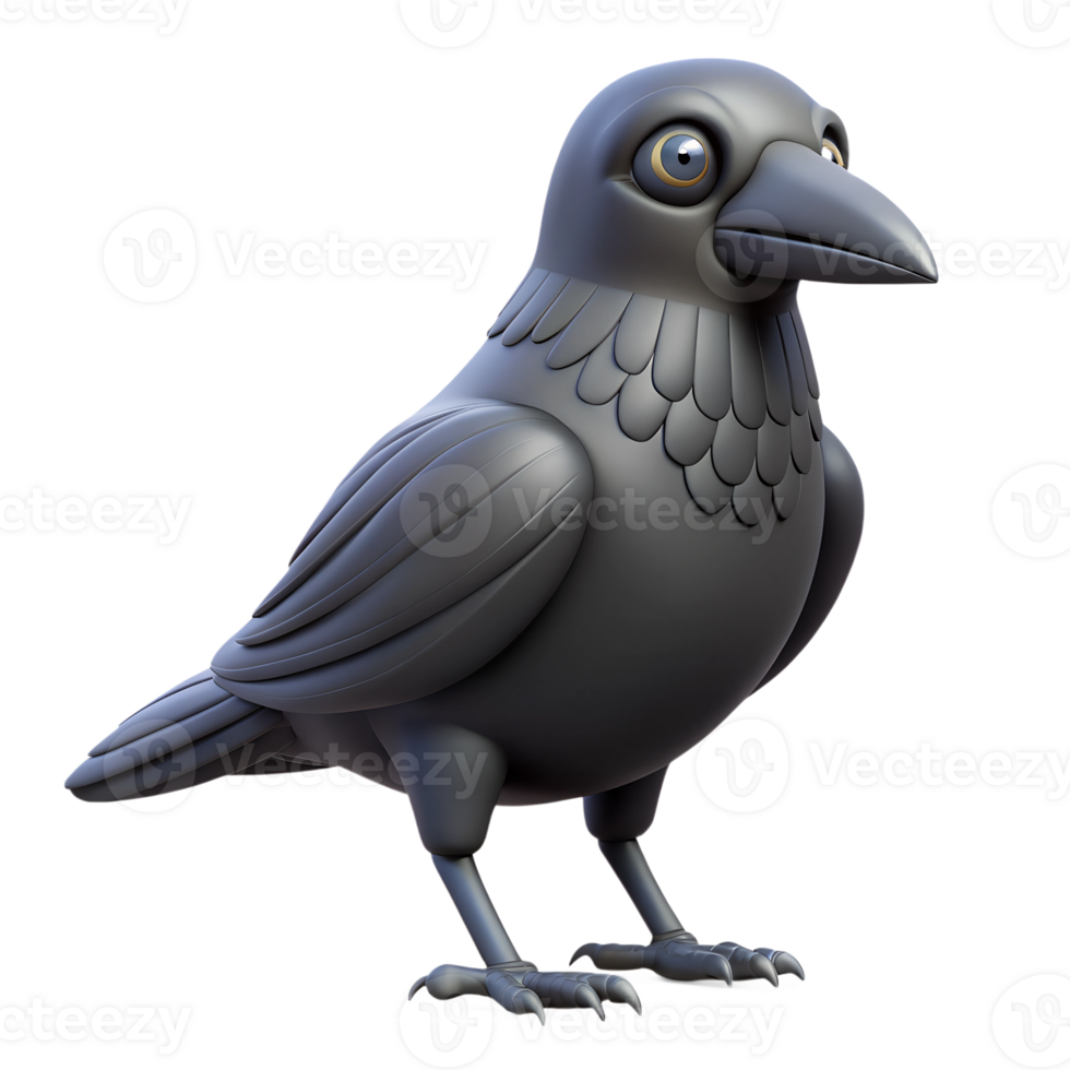 Cartoon raven bird illustration isolated on the transparent background png
