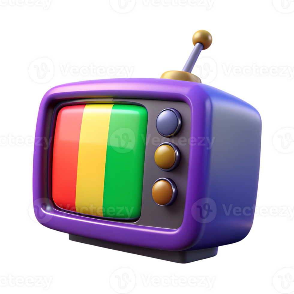 Cartoon tv 3d illustration with chromatic screen isolated on the transparent background png