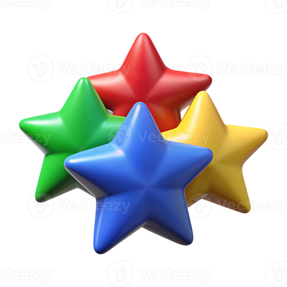 Set of chromatic stars figures isolated on the transparent background png