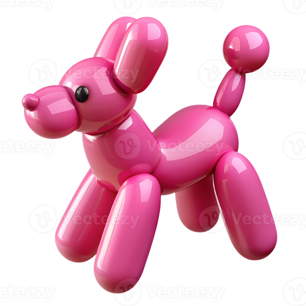 Pink balloon with puppy shape png