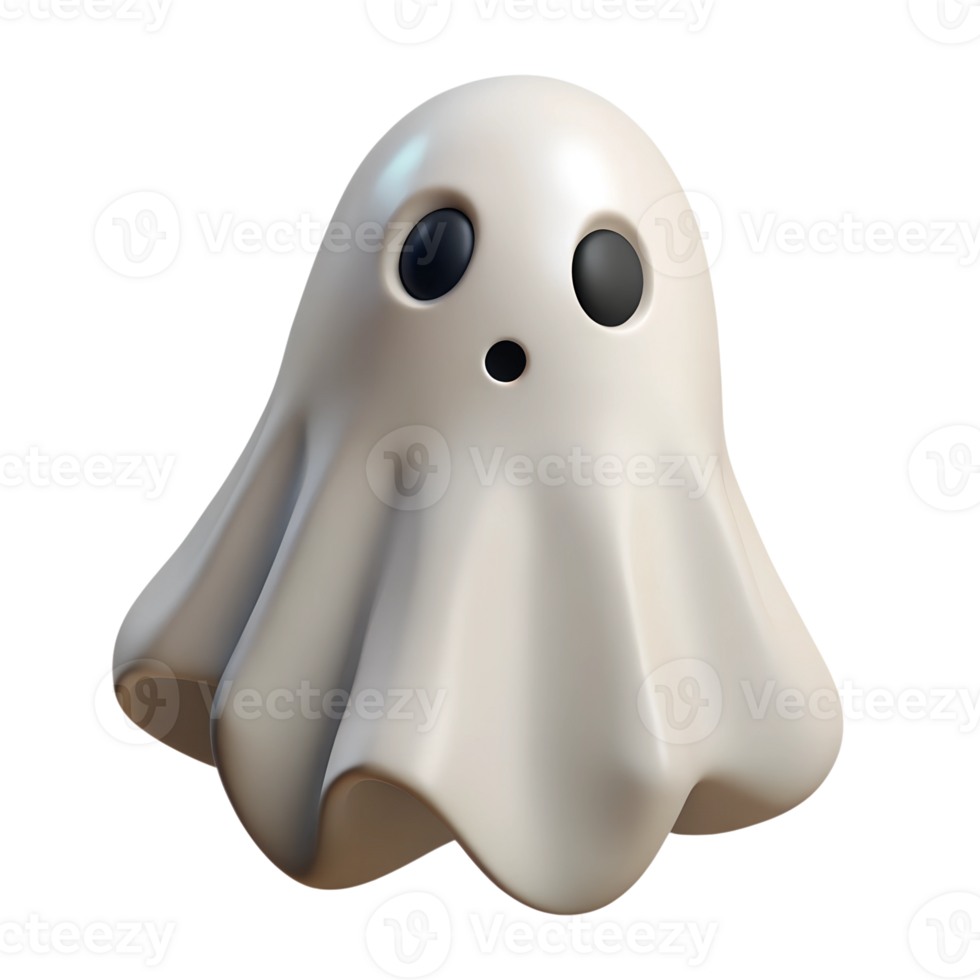 Cartoon cute ghost character 3d illustration isolated on the transparent background png