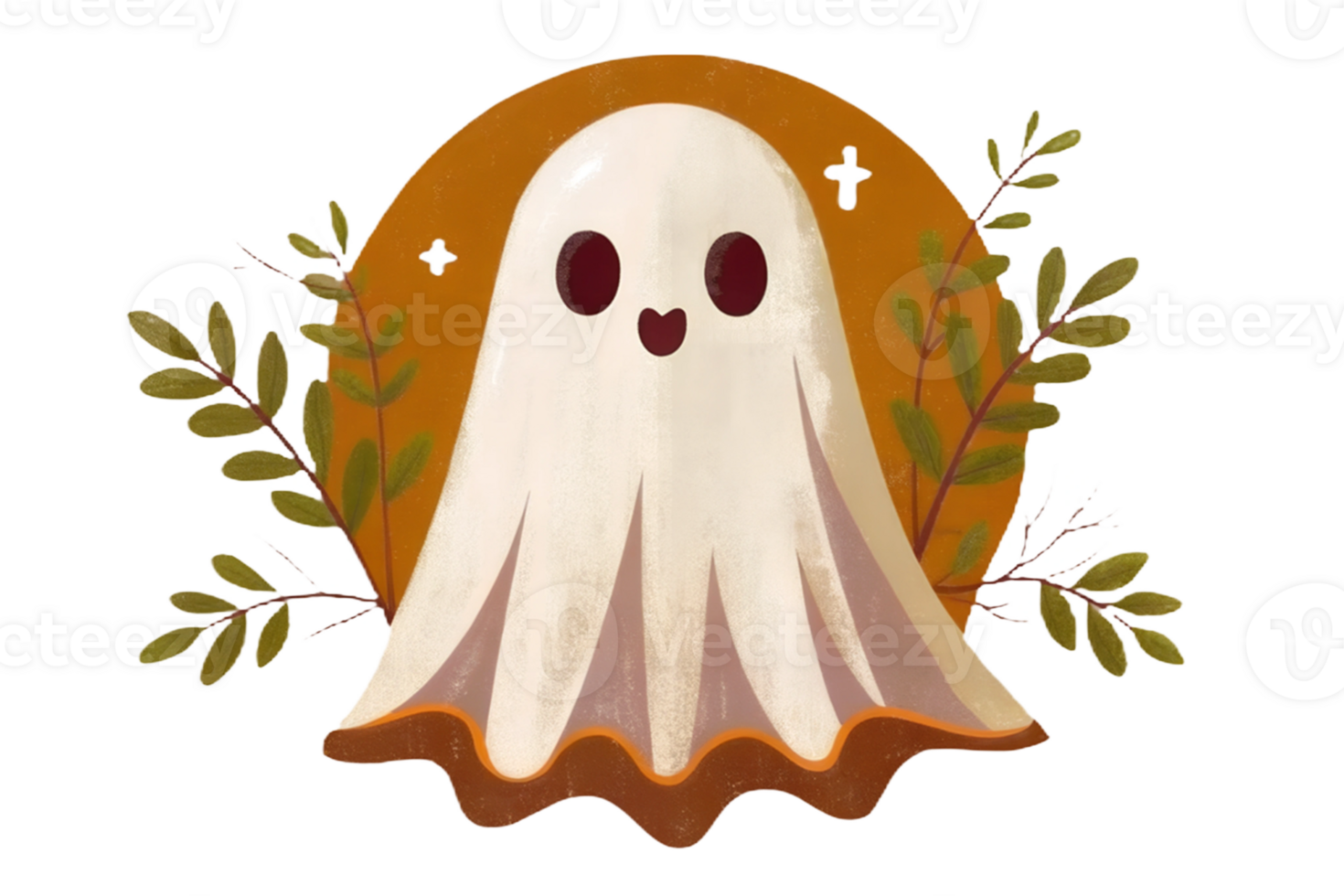 Cartoon cute ghost character isolated on the transparent background png