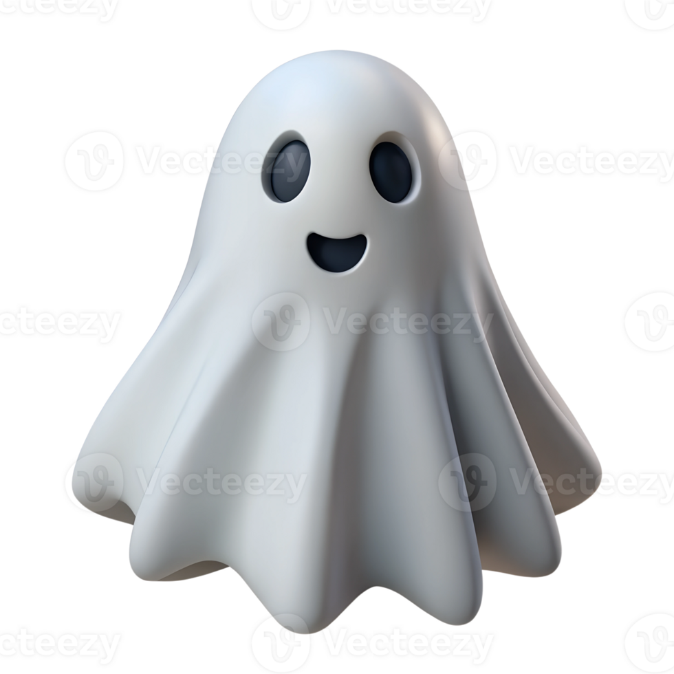 Cartoon cute ghost character 3d illustration isolated on the transparent background png