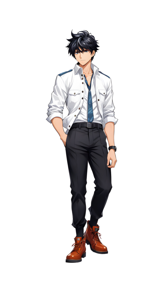 anime cartoon office man wearing white shirt png