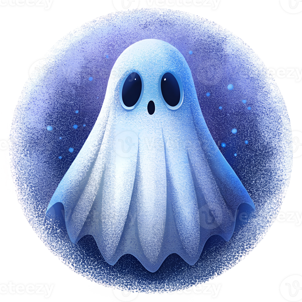 Cartoon cute ghost character isolated on the transparent background png